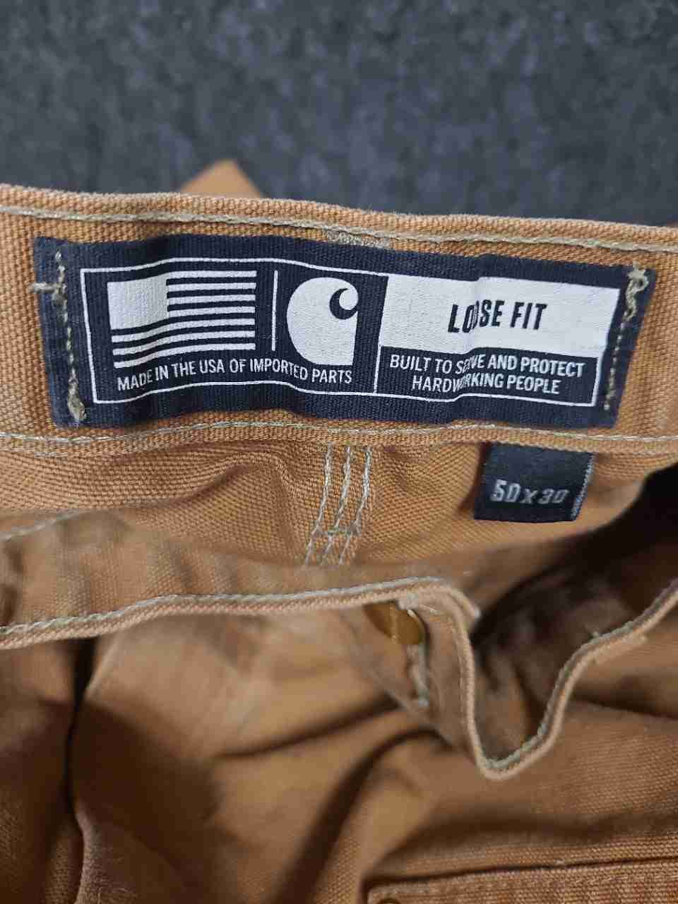 Carhartt Men's Brown Loose Fit Double Front Knee Duck Utility Pants Sz 50x30