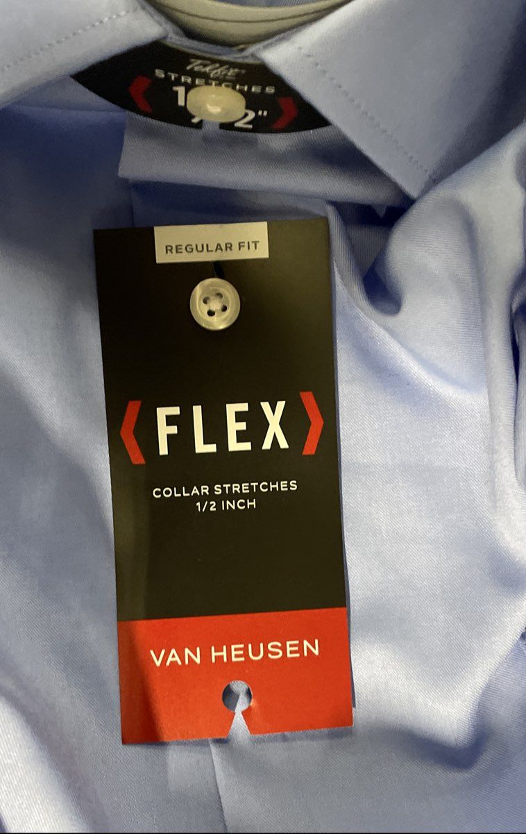 Van Heusen Men's Periwinkle Flex Collar Regular Fit Dress Shirt 16 32/33 NWT