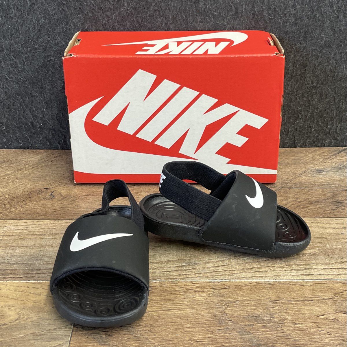 Nike Kawa Slide SE Black White Toddler Sandals Size 6C