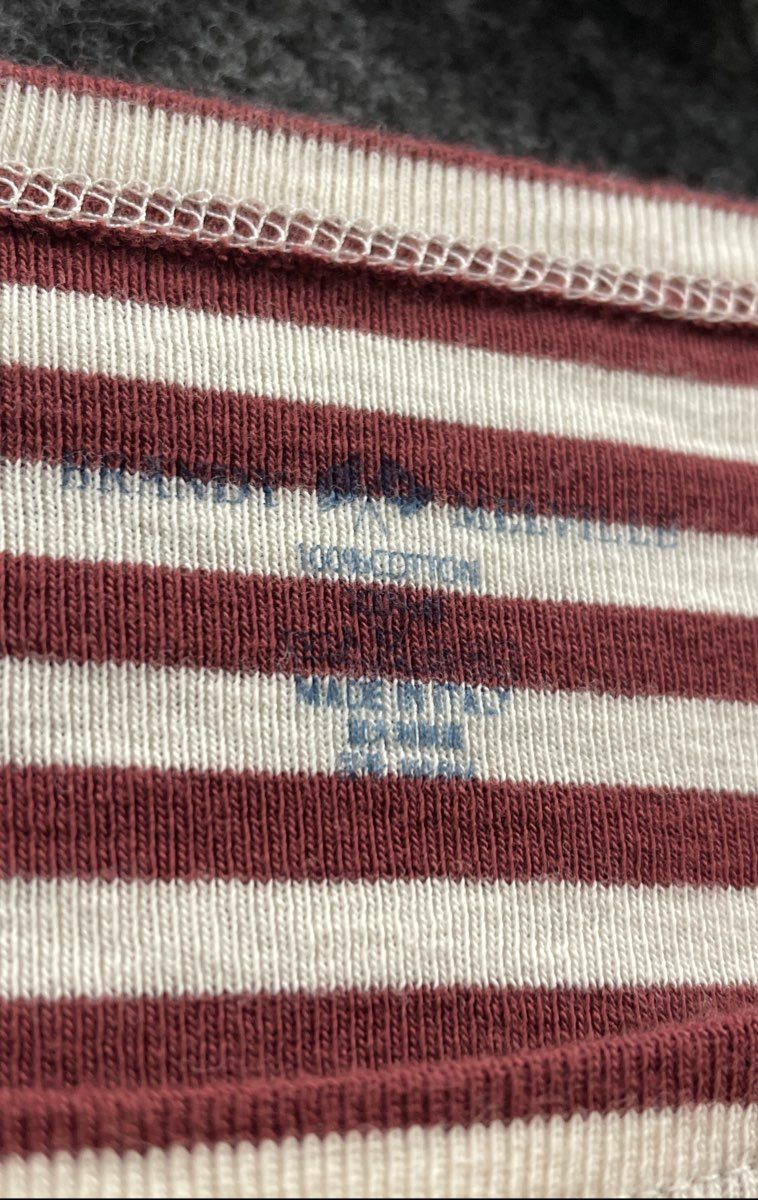Brandy Melville Women's Red Striped Long Sleeve Boat Neck Shirt NWT Sz S