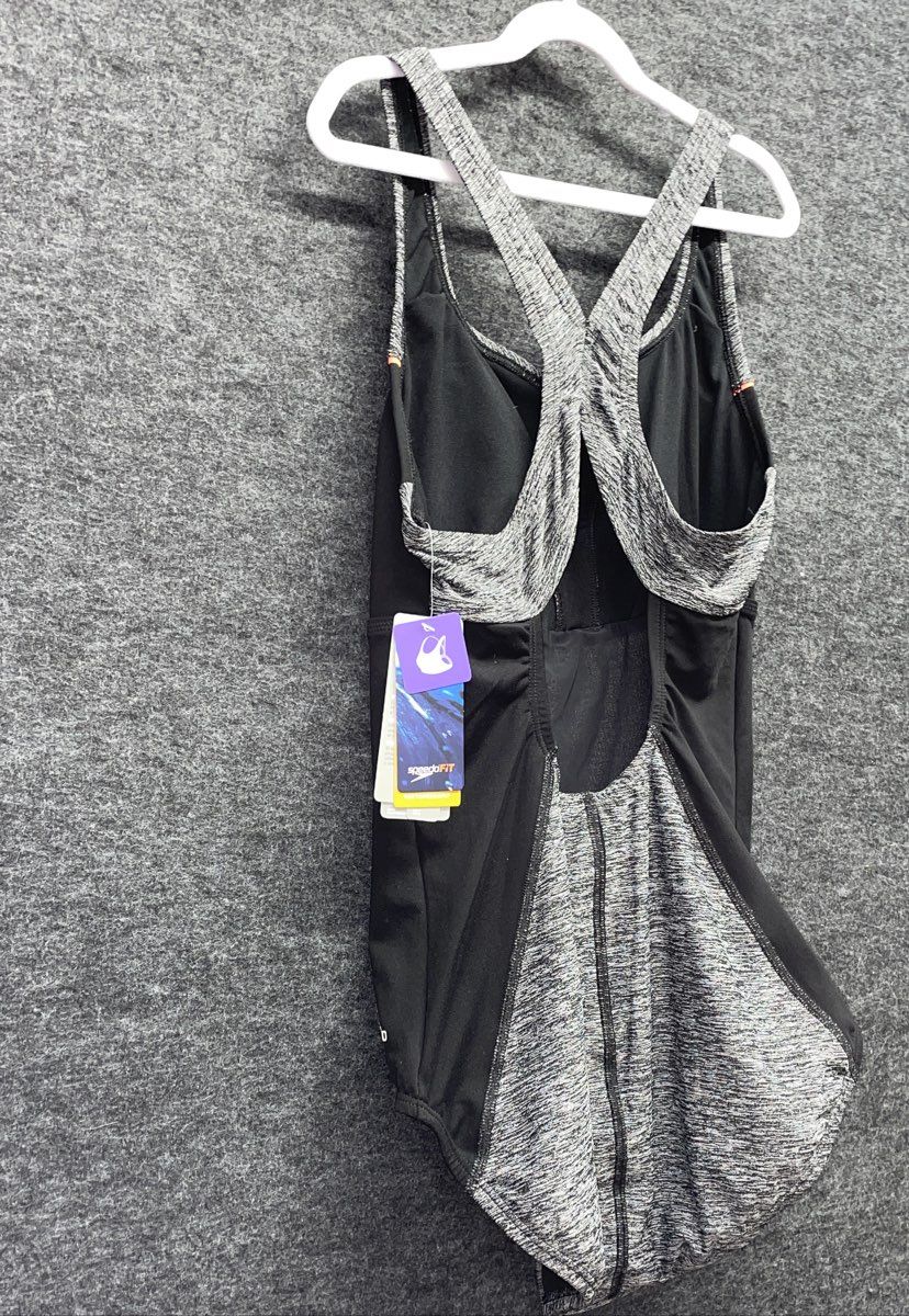 Speedo Women's SpeedoFit Core Compression One Piece Swimsuit Gray NWT Sz 10
