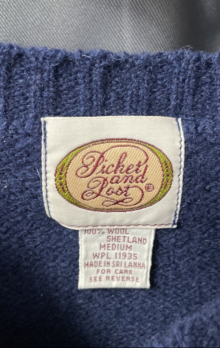 Vintage Picket & Post Blue Shetland Wool Crewneck Sweater Sz M