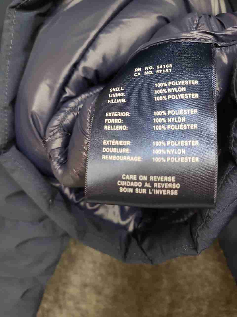 Tommy Hilfiger Women's Navy Blue Chevron Quilted Puffer Jacket Hooded Sz XL