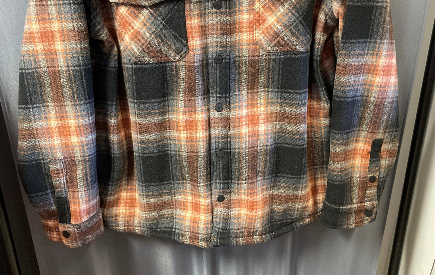 Dakine Men's Brown Orange Black Plaid Fleece Shirt Jacket Shacket Size XL