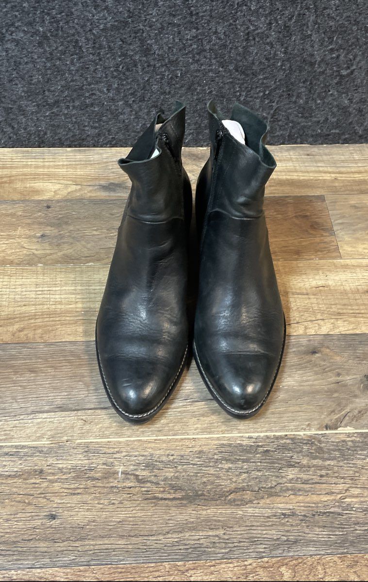 Paul Green Black Leather Side Zip Ankle Boots Made in Austria Size 6.5