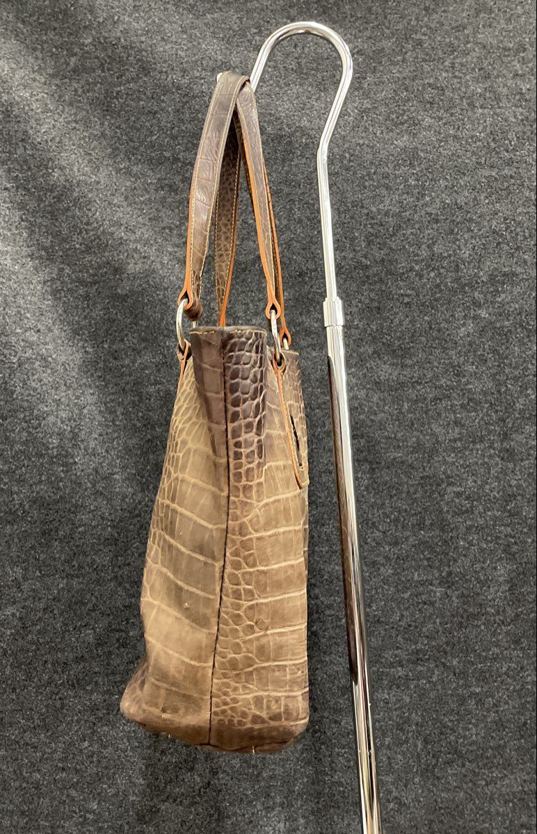 Claudia Firenze Brown Croc Embossed Leather Tote Bag Made in Italy