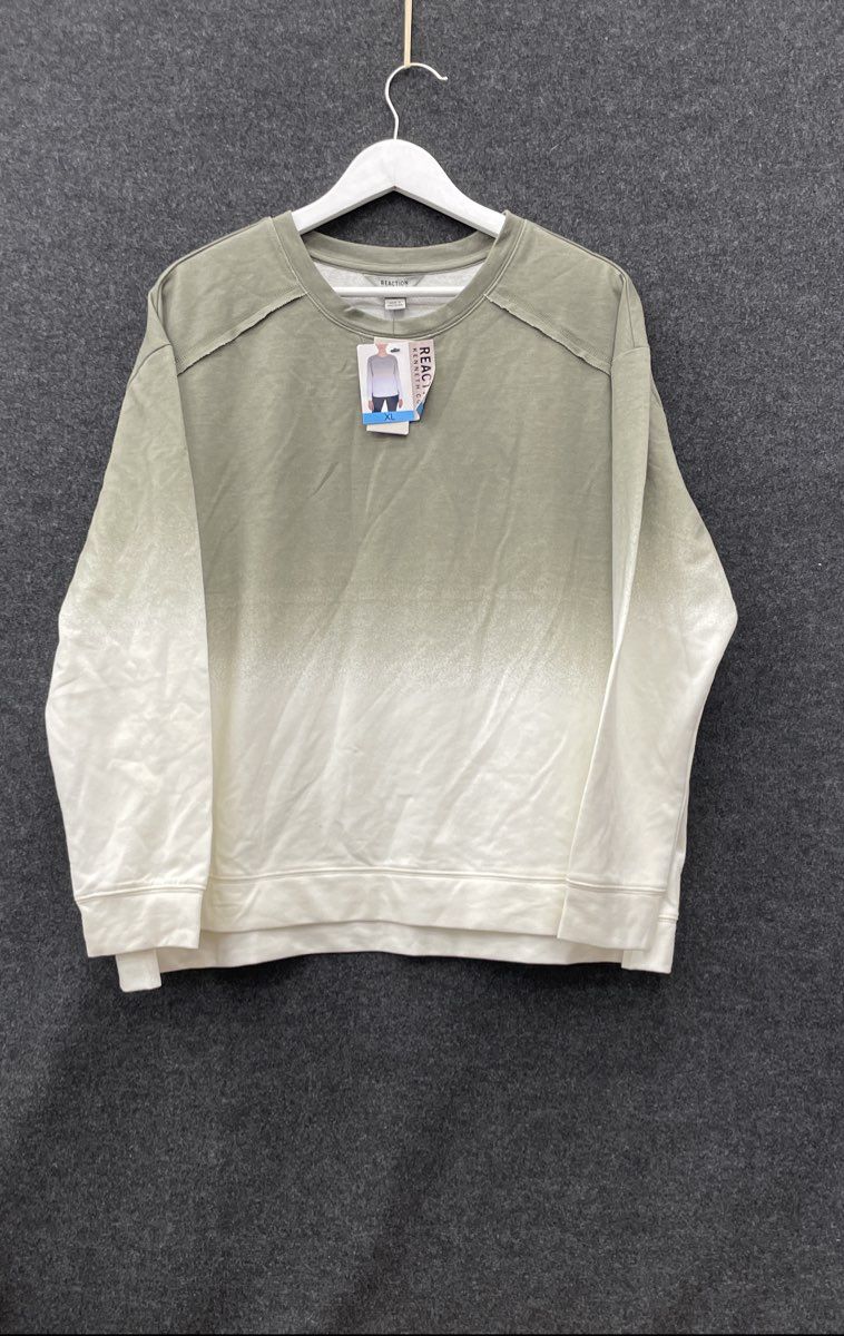 Kenneth Cole Reaction Women's Green White Ombre Dip Dye Sweatshirt Pullover XL