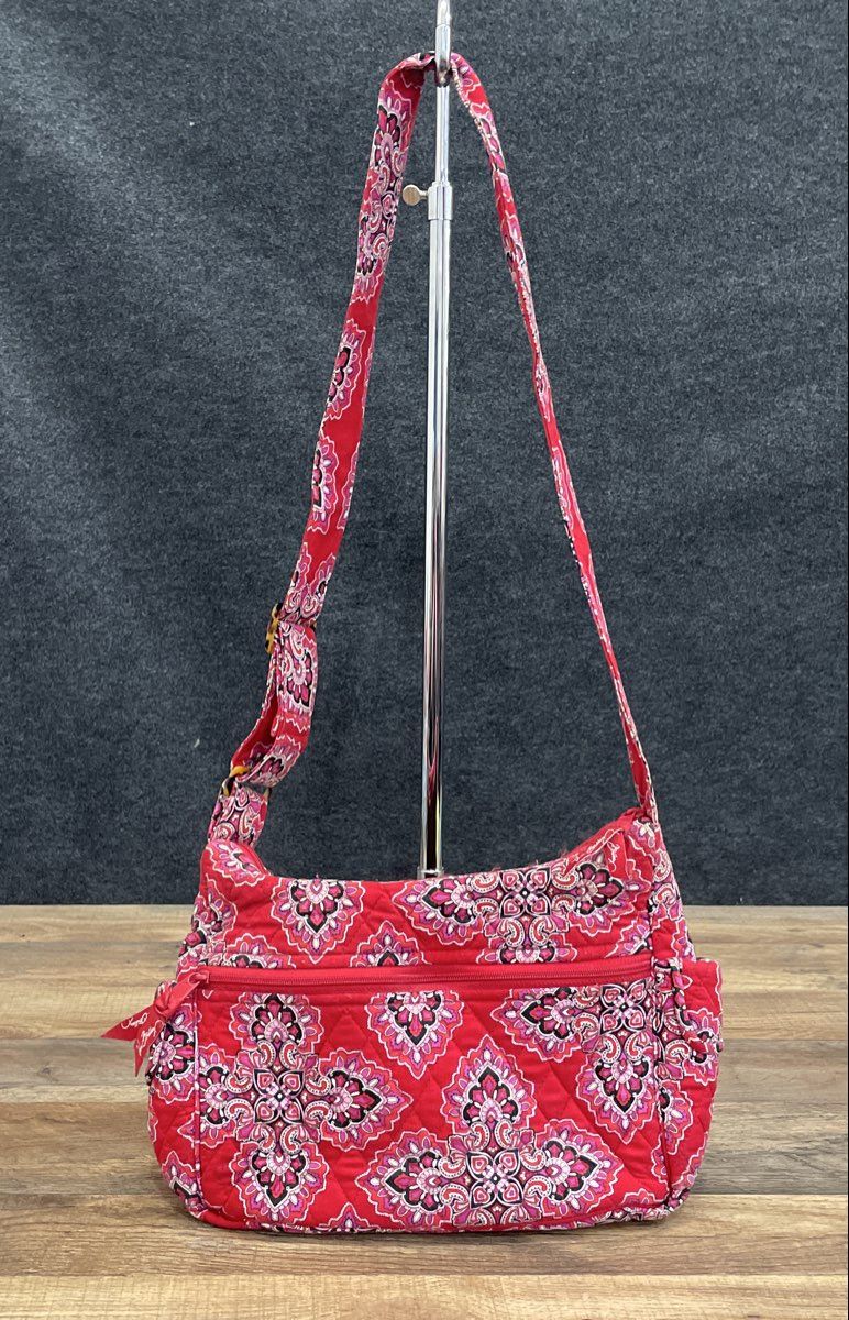 Vera Bradley Red Quilted Cotton Barcelona Crossbody Shoulder Bag Adjustable
