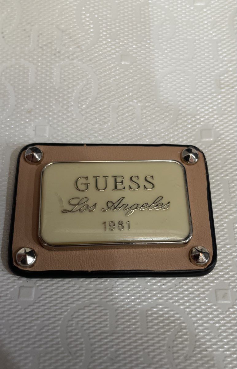 Guess Off-White Monogram G Logo Crossbody Bag Gold Hardware Purse