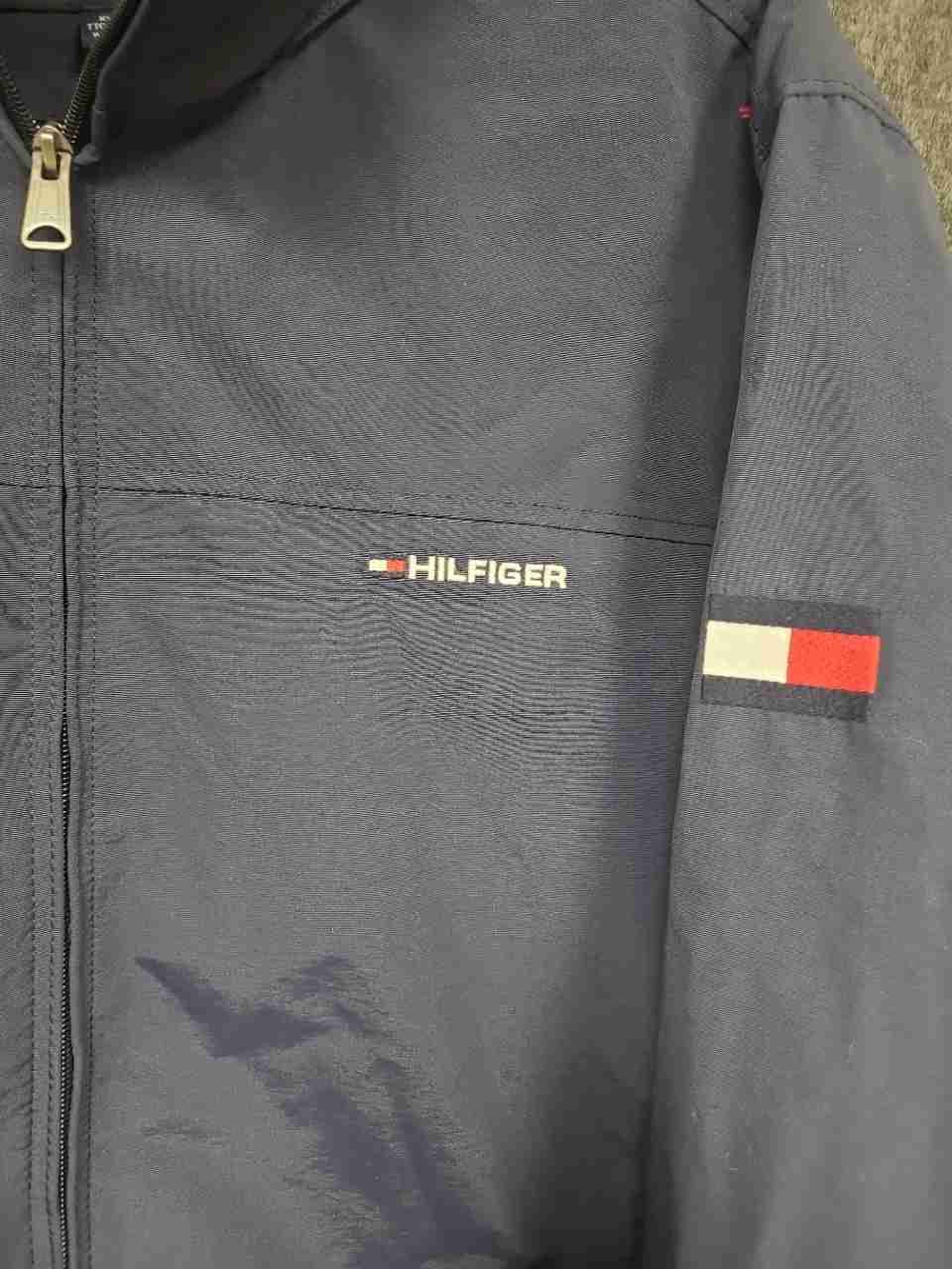 Tommy Hilfiger Men's Regatta Jacket Navy Blue Packable Hood Windbreaker Sz XXL