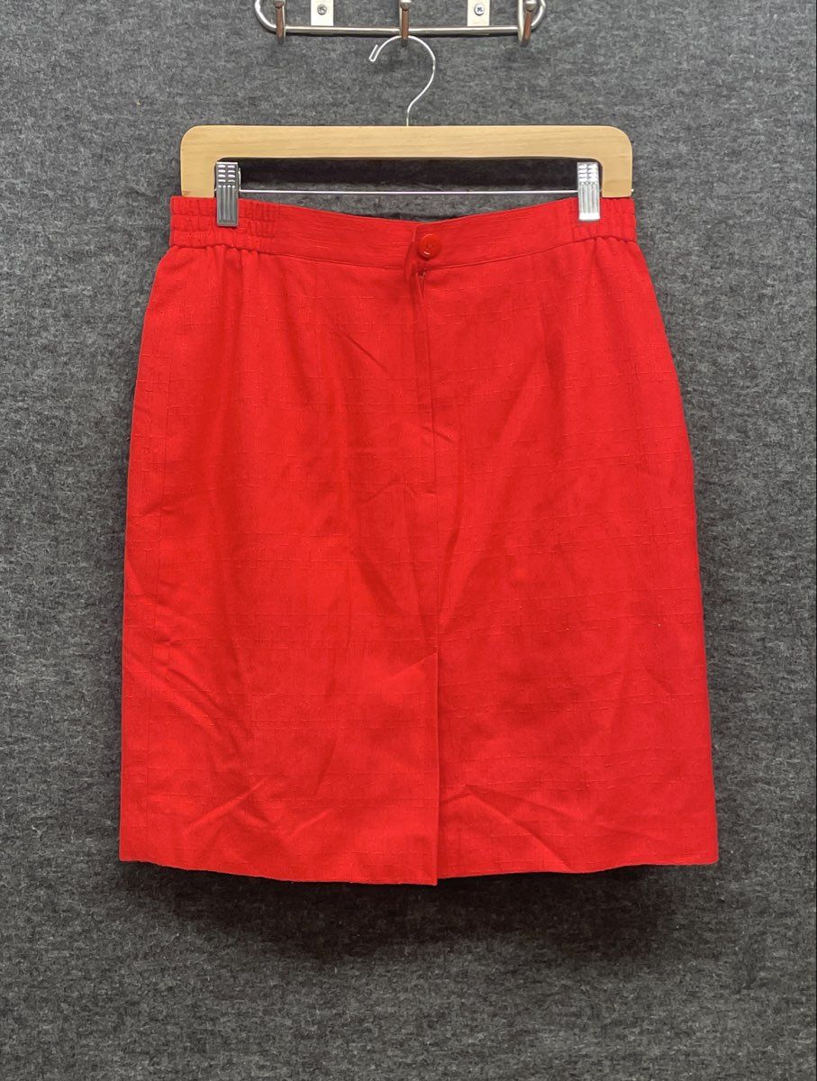 Vintage 90s JCPenney Women's Red Textured Elastic Waist Skirt Sz 12P
