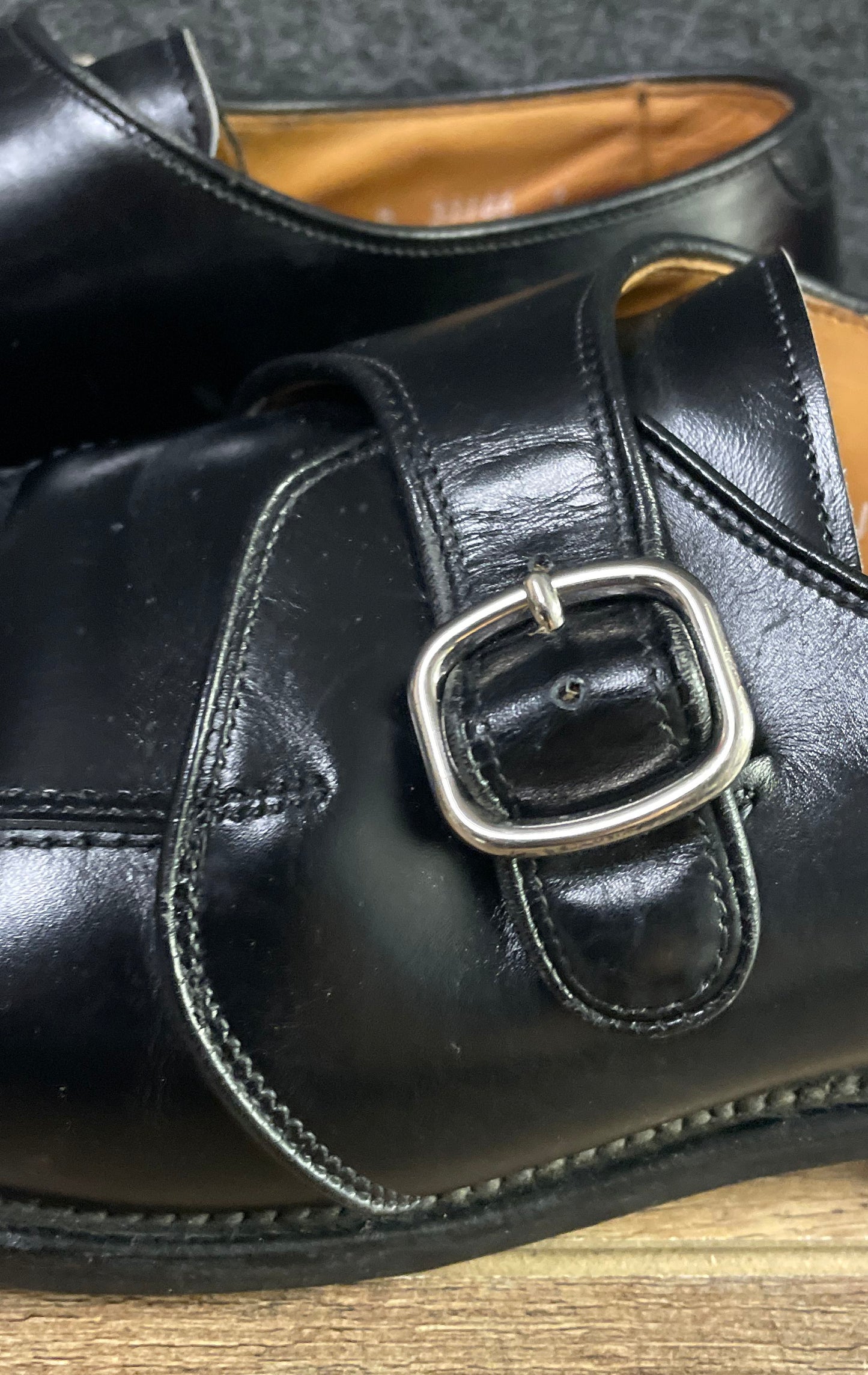 Allen Edmonds Concord Black Single Monk Strap Bicycle Toe Shoes Size 11.5 B
