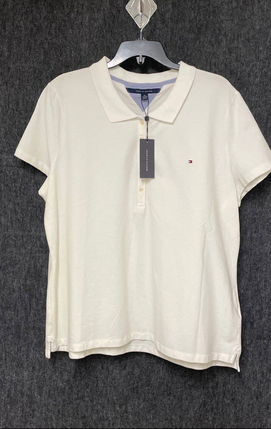 Tommy Hilfiger Women's White Pique Polo Shirt Short Sleeve Logo NWT Sz XXL