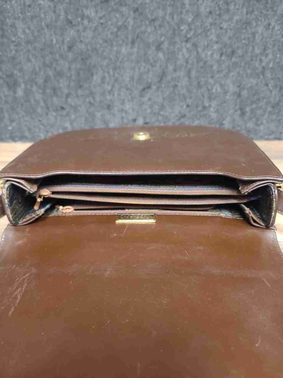 Vintage Vicevano Brown Leather Shoulder Saddle Bag Gold Hardware
