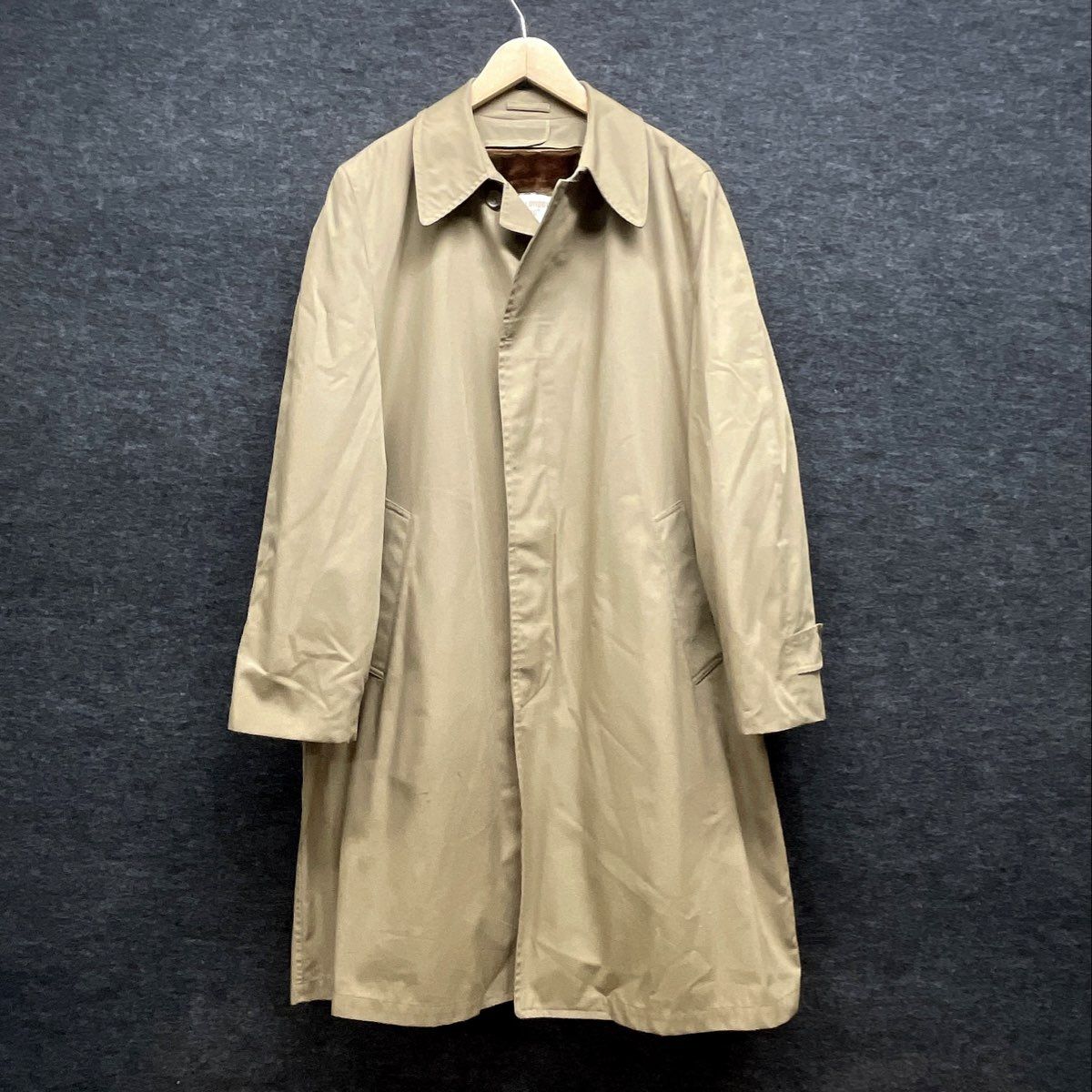 Vintage 80s London Fog Men's Tan Maincoat Trench Coat Zip-Out Liner Sz 42 Long