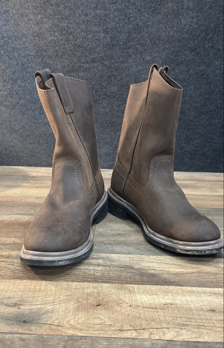 Trail Guide Wellington Dark Brown Leather Pull-On Work Boots Size 8M