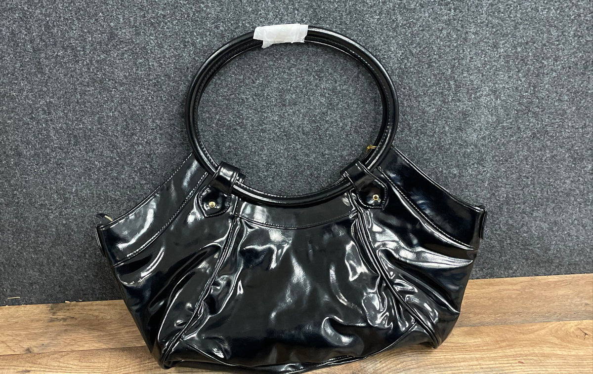 Mariah Carey Forever Black Patent Faux Leather Tote Shoulder Bag NWT