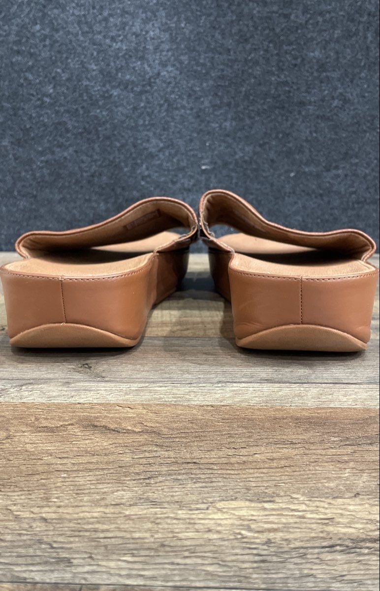 Fitflop Brown Leather Microwobbleboard Slide Sandals Women's Size 11