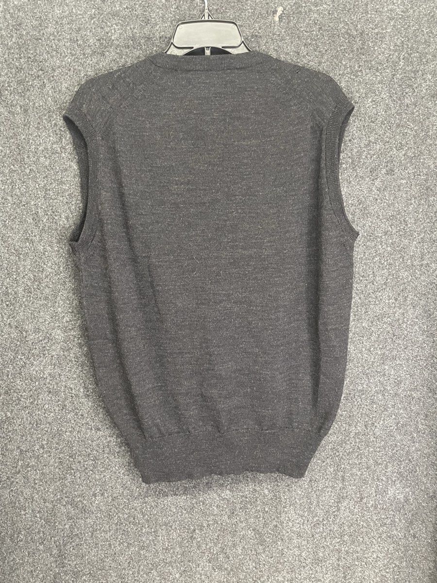 Vintage 90s Sansabelt Sport Men's Gray 100% Wool V-Neck Sweater Vest Sz L