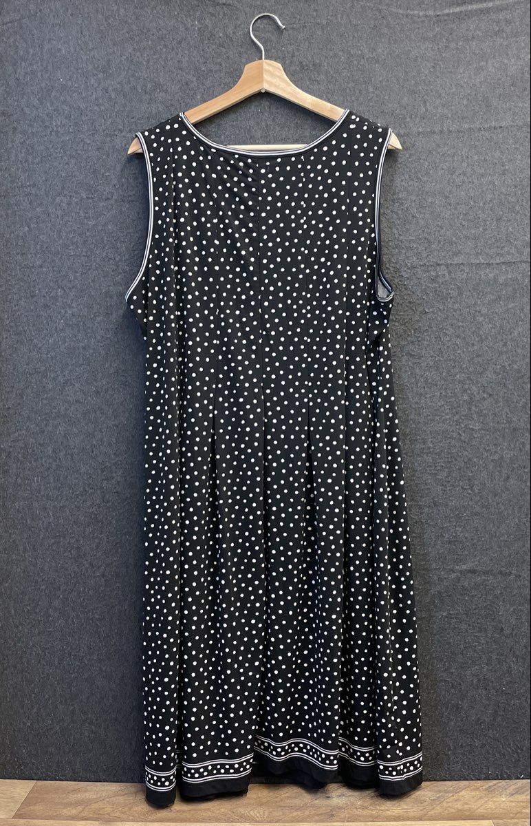 Max Studio Women's Black Polka Dot Sleeveless A-Line Midi Dress Sz 2X