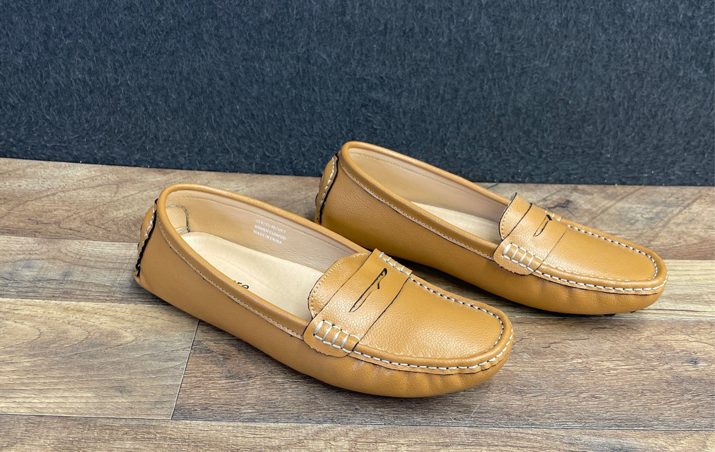 Artisure Classic Comfort Tan Leather Penny Loafer Driving Mocs Women's Size 9