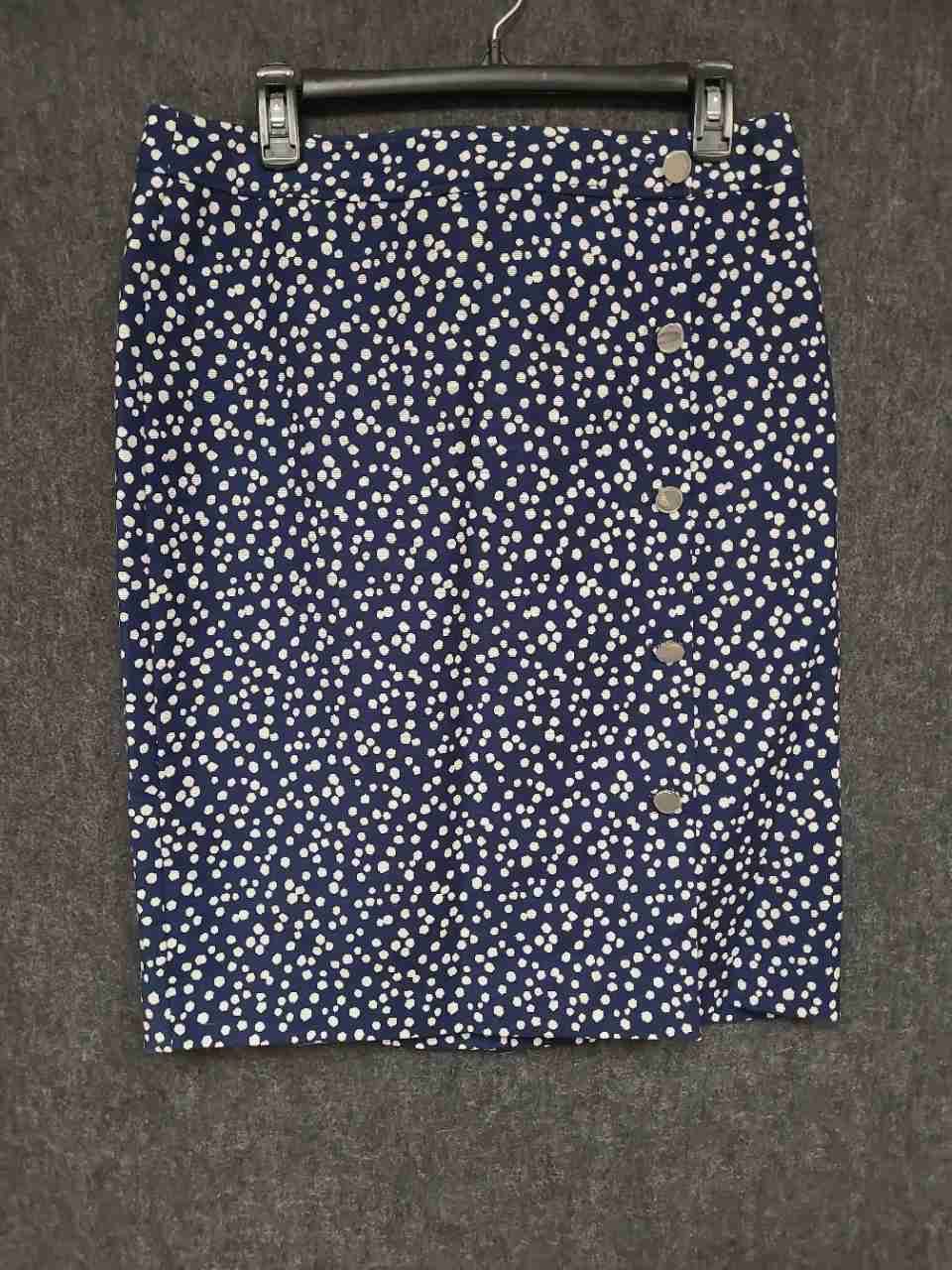 Talbots Women's Navy Blue White Polka Dot Cotton Pencil Skirt Sz 10 NWT