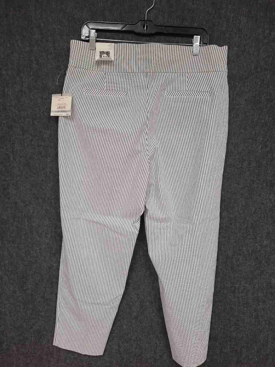 Anne Klein Women's Navy White Striped Slim Ankle Pants Stretch Sz 1X NWT