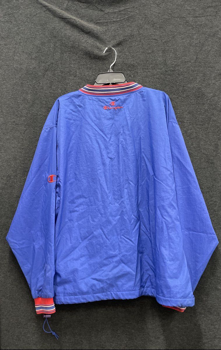 Vintage 90s Champion Men's Fork Union Football Pullover Jacket Blue Sz L
