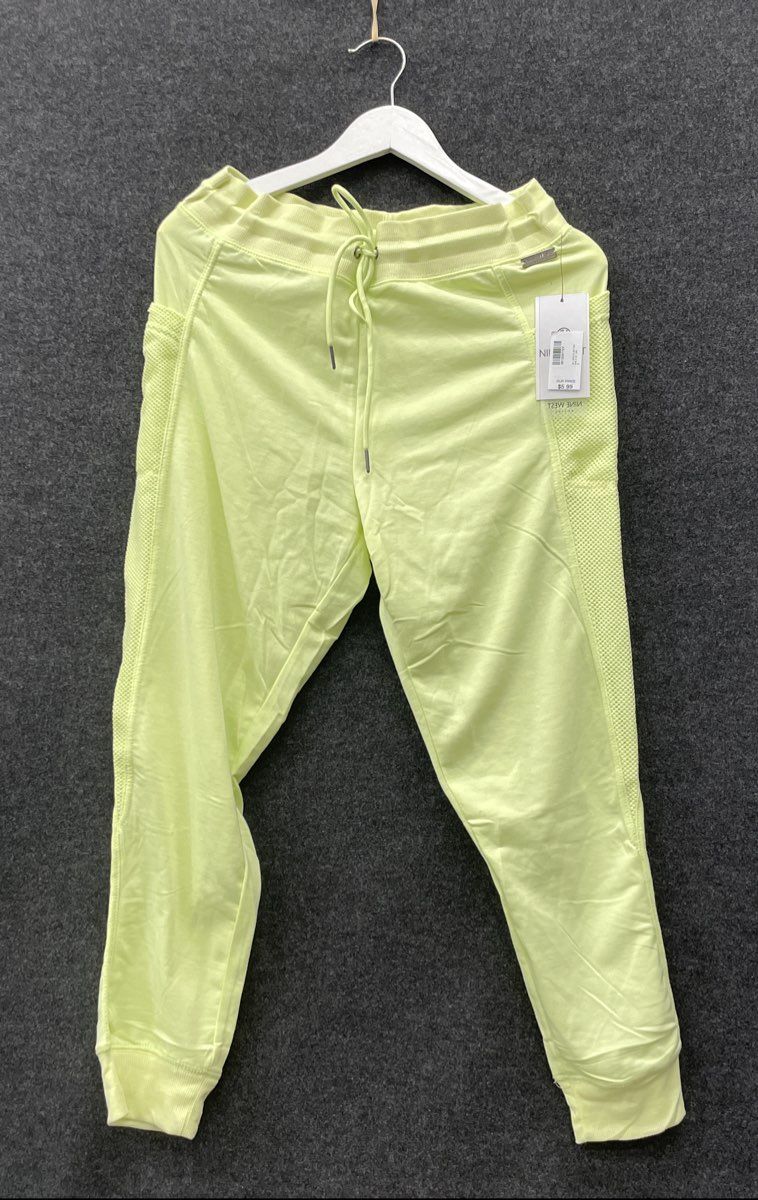 Nine West Active Women's Lime Green Mesh Panel Jogger Pants Sz L NWT