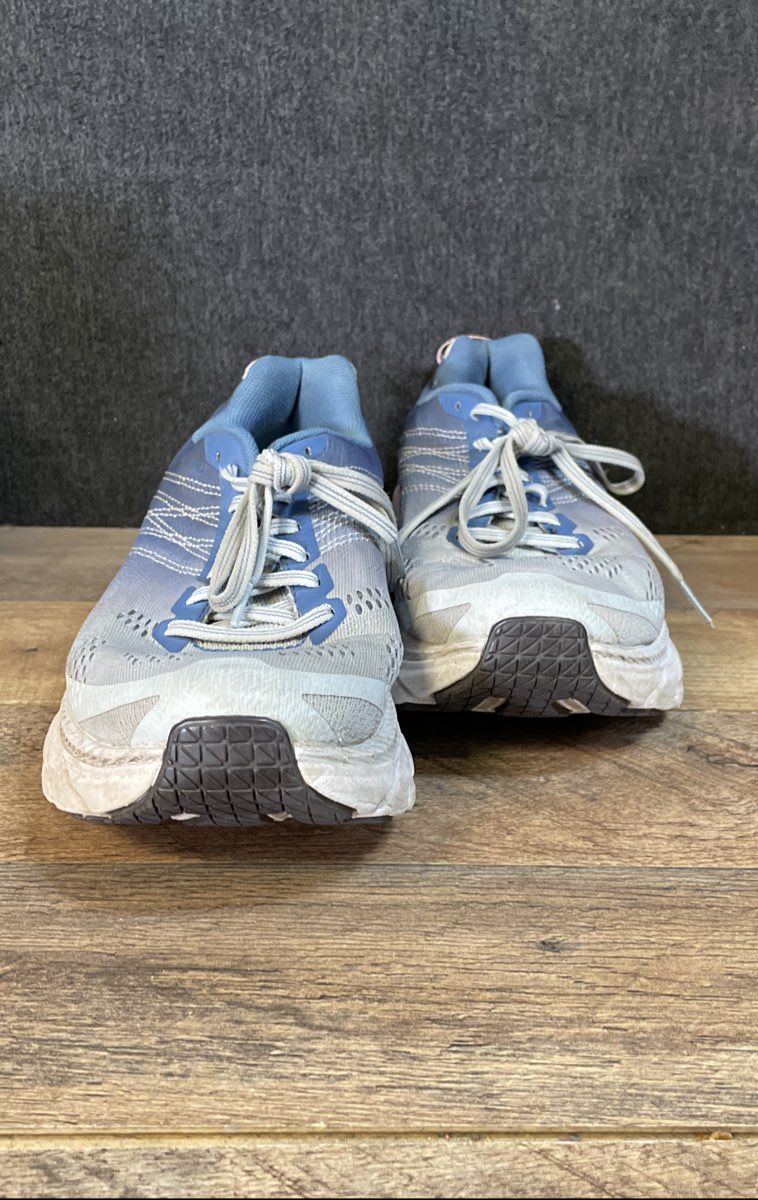 Hoka One One Clifton 6 Blue Grey Red Wide Running Shoes Women's Size 8.5D