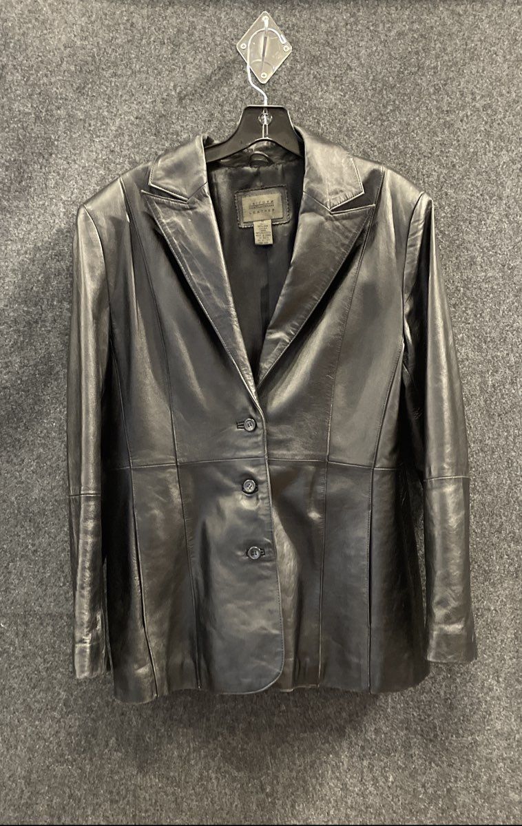 Vintage Y2K John Paul Richard Women's Black Lamb Leather Blazer Jacket Sz 12