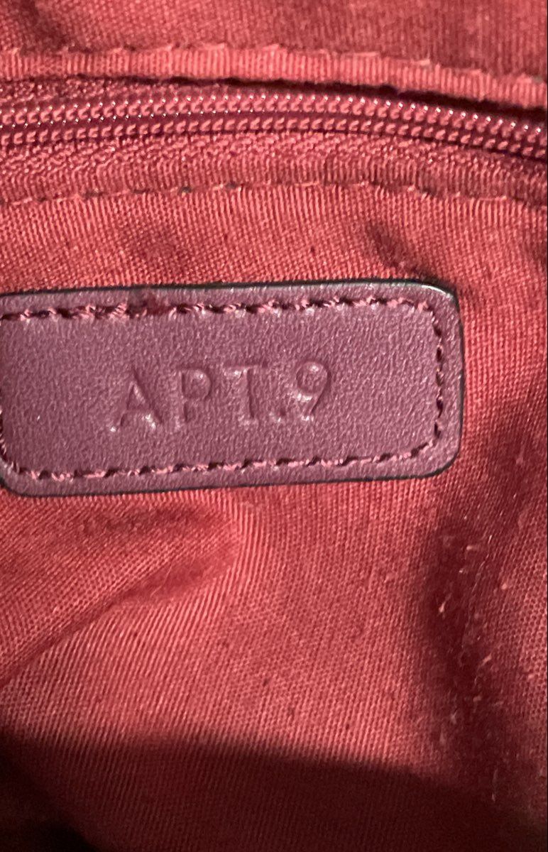 APT 9 Burgundy Red Faux Leather Braided Handle Large Shoulder Hobo Bag