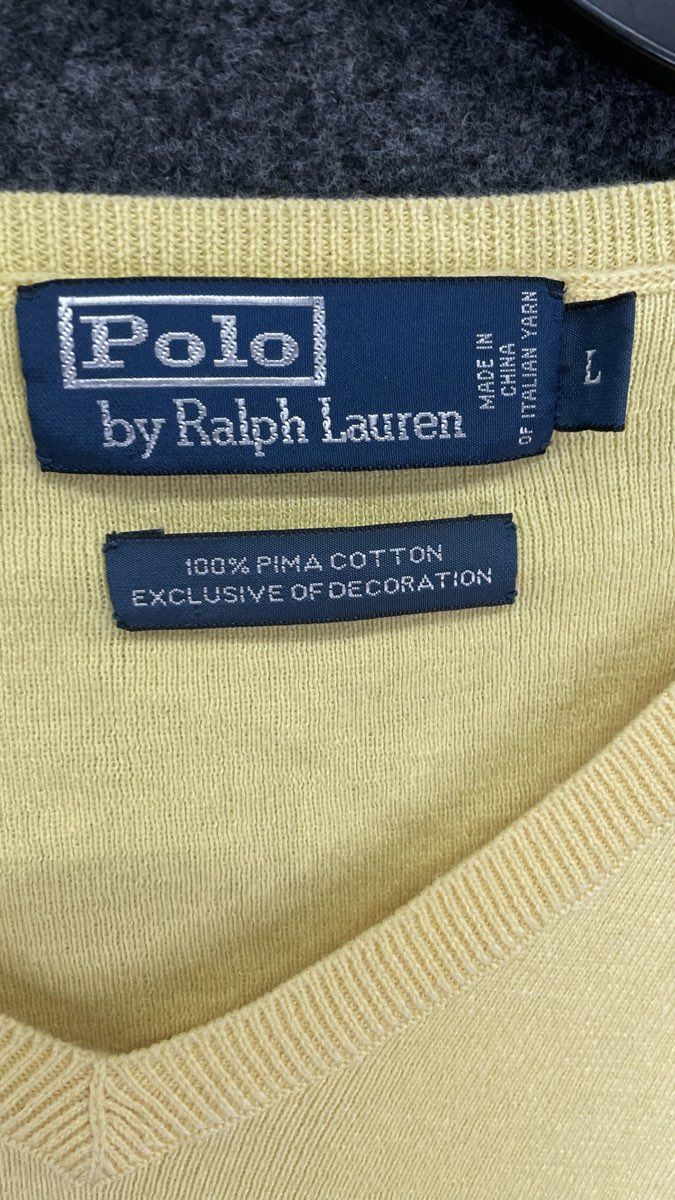 Vintage 90s Polo Ralph Lauren Men's Yellow Pima Cotton Sweater Vest Sz L