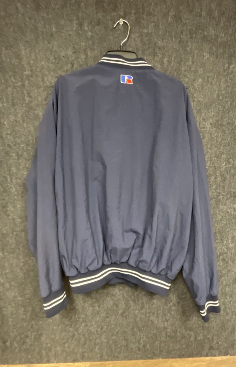 Vintage 90s Russell Athletic V-Neck Windbreaker Striped Pullover Top Sz XL