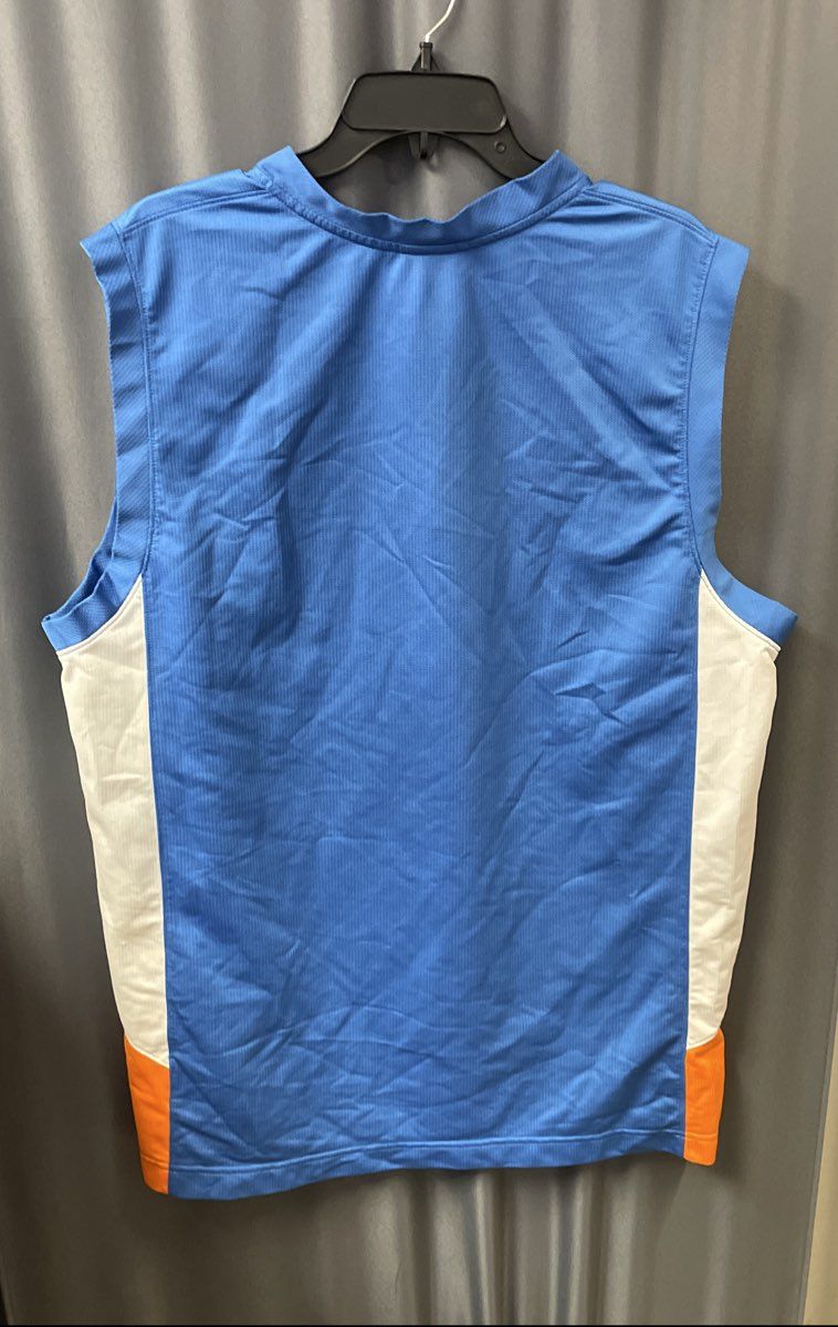 Jordan Men's Sleeveless V-Neck Shooting Shirt Blue White Orange OKC Sz XL
