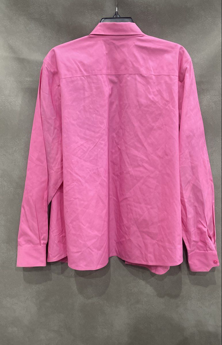 Foxcroft Women's Pink Non-Iron Shaped Fit Long Sleeve Button Up Shirt Sz 18