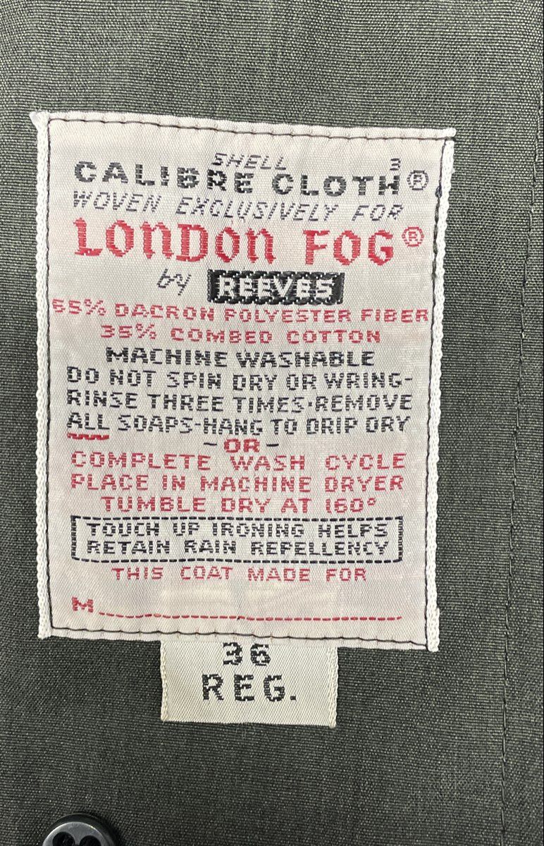 Vintage London Fog Men's Olive Green Maincoat Alpaca Mohair Liner Sz 36 Reg