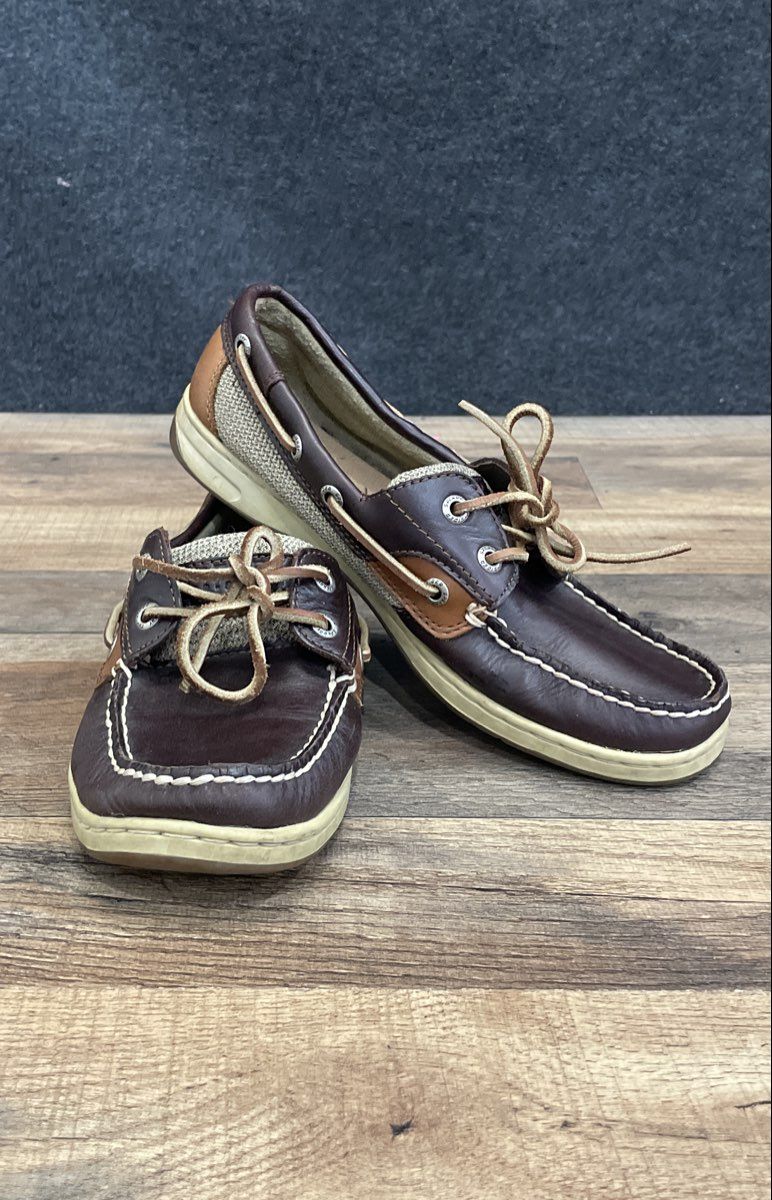 Sperry Top-Sider Bahama Dark Brown Tan Boat Shoes Men's Size 7.5