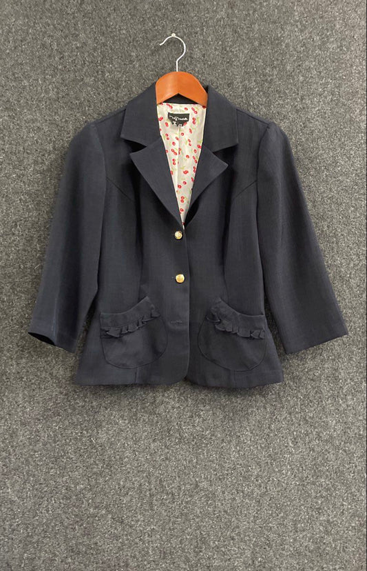 My Michelle Women's Vintage Y2K Gray Skirt Suit Blazer Set Ruffle Cherry Sz 7/8