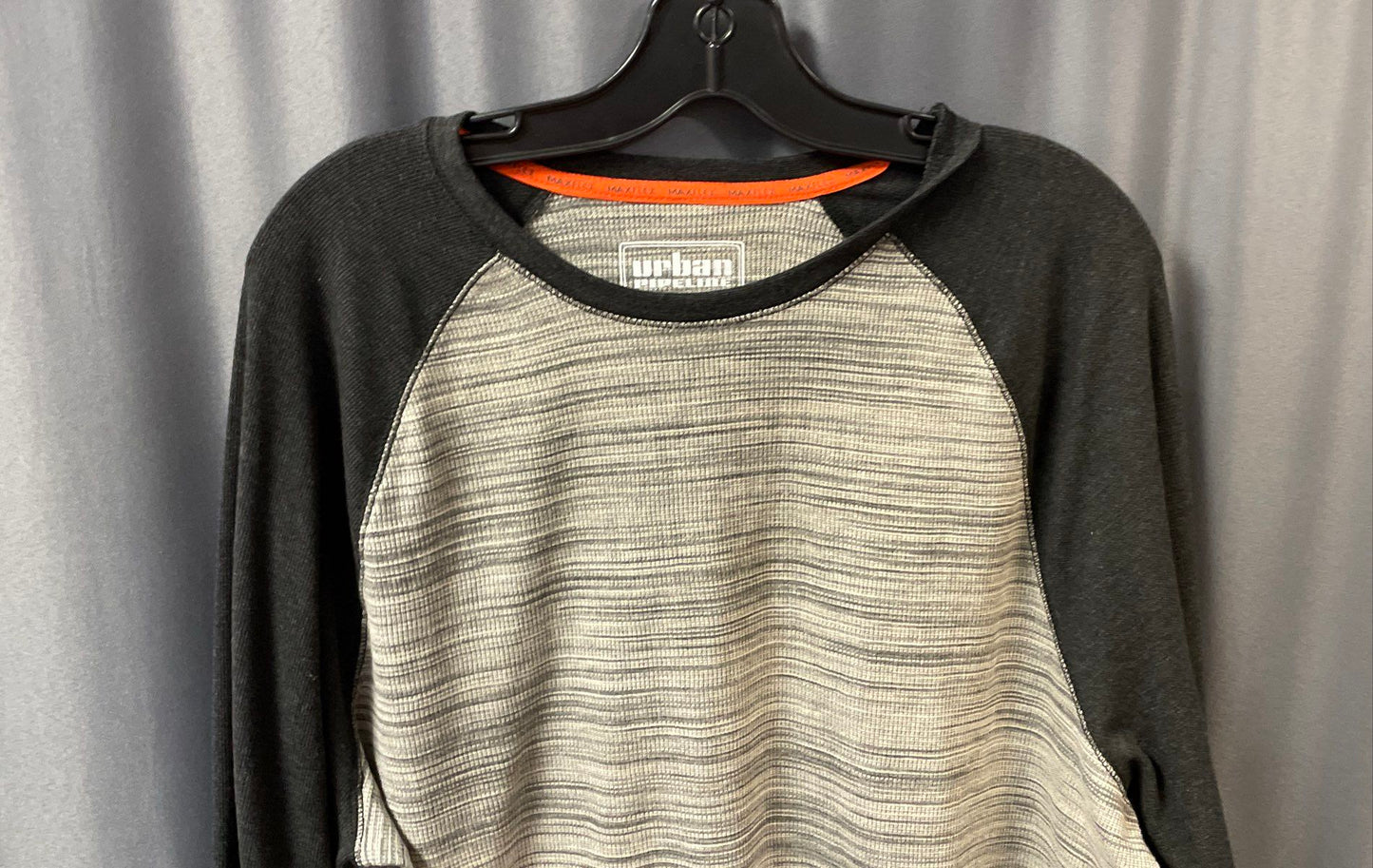 Urban Pipeline Men's Gray Black Raglan Thermal Crewneck Long Sleeve Tee XXL NWT
