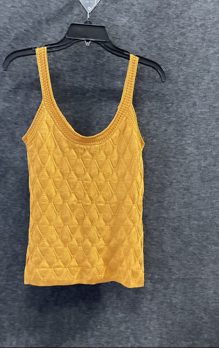 White House Black Market Women's Honey Citrine Mixed Stitch Tank Top Sz XS NWT