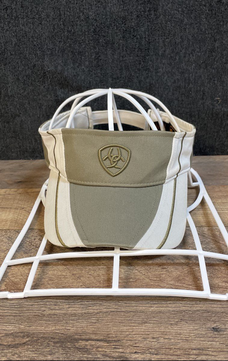 Ariat Unisex Sun Visor Green Tan Adjustable Cotton Logo Colorblock One Size