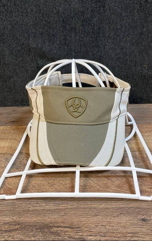 Ariat Unisex Sun Visor Green Tan Adjustable Cotton Logo Colorblock One Size