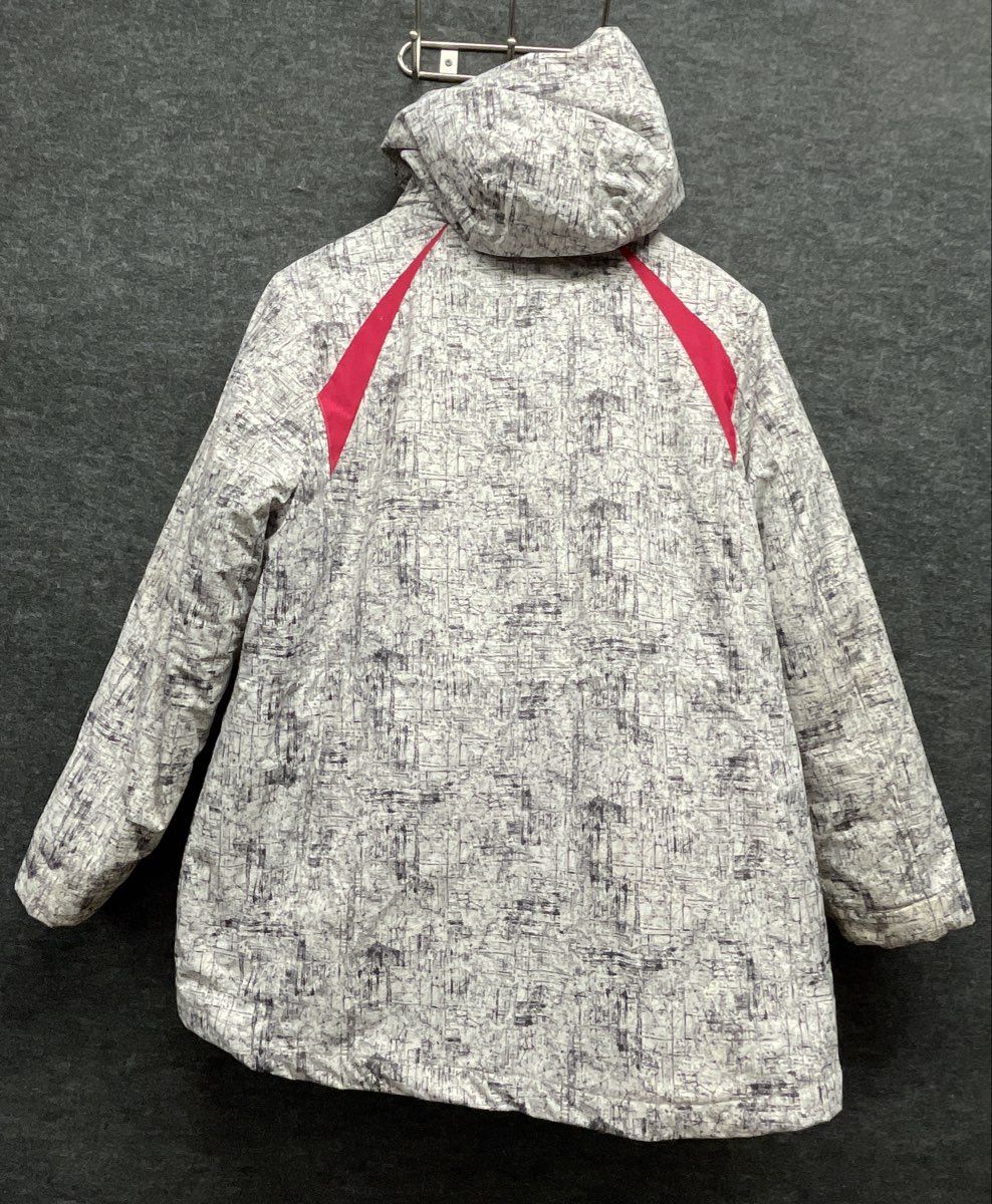 Below Zero Women's Ski Jacket Parka Gray Pink Hooded Fleece Lined Pattern Sz 1X