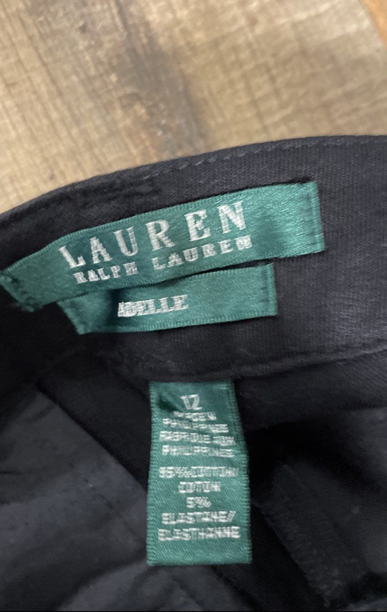 Lauren Ralph Lauren Women's Black Adelle Cotton Straight Leg Pants Sz 12