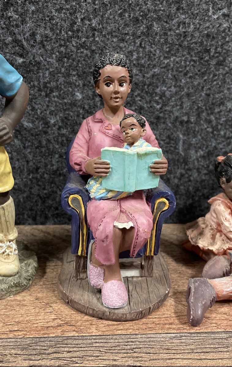 African American Figurine Lot of 4 Resin Collectible Hand Painted Statues