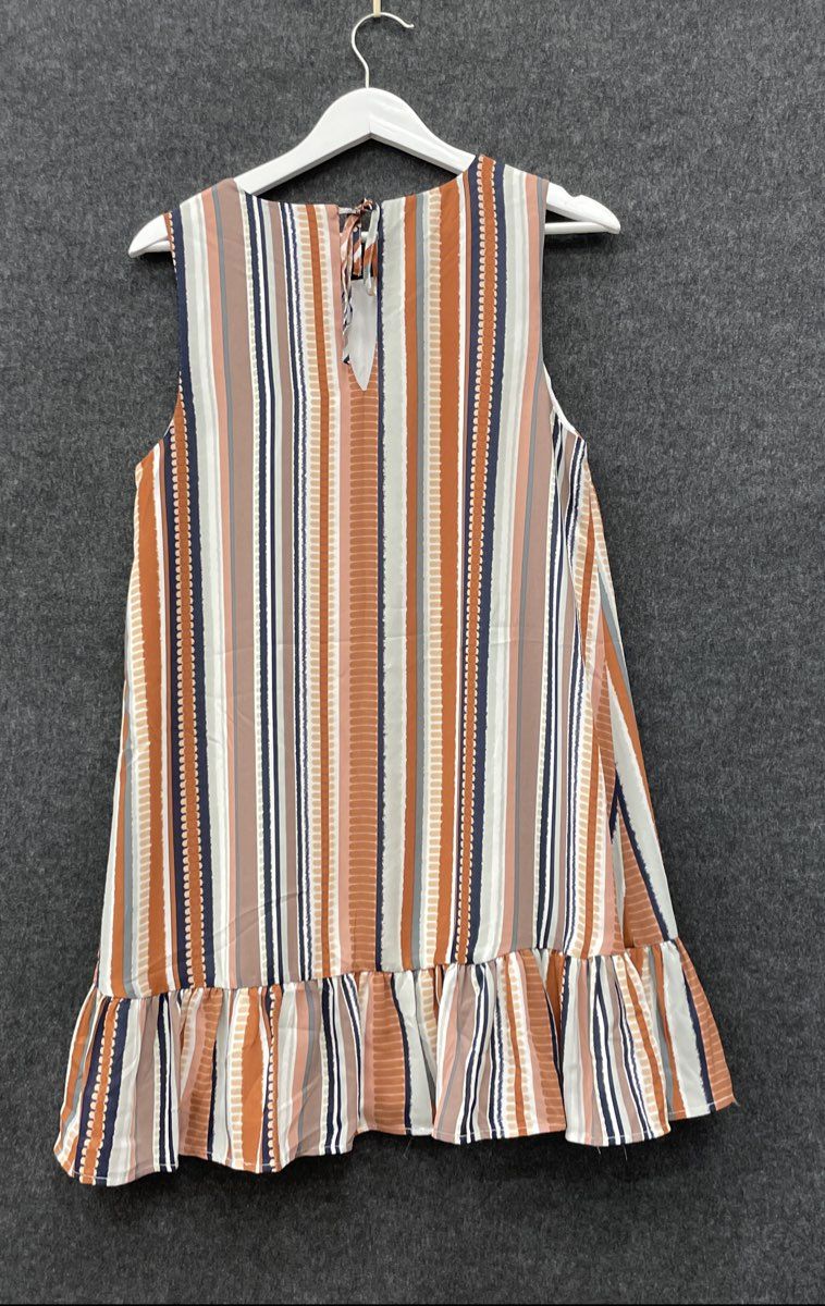 Jack BB Dakota Women's Down To Earth Striped Ruffle Mini Dress Ivory Sz M NWT