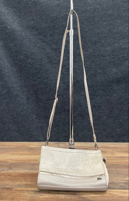The Sak Light Grey Metallic Pebbled Crossbody Shoulder Bag Adjustable Strap