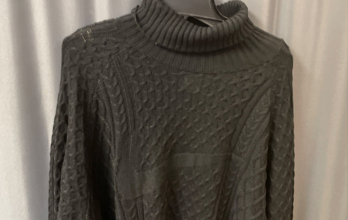 Nike Black Cable Knit Wool Blend Turtleneck Sweater XXL Swoosh