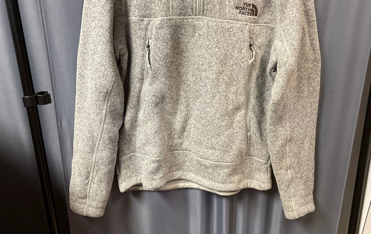 The North Face Men's Gray Heather 1/4 Zip Sweater Fleece Pullover Jacket Sz S